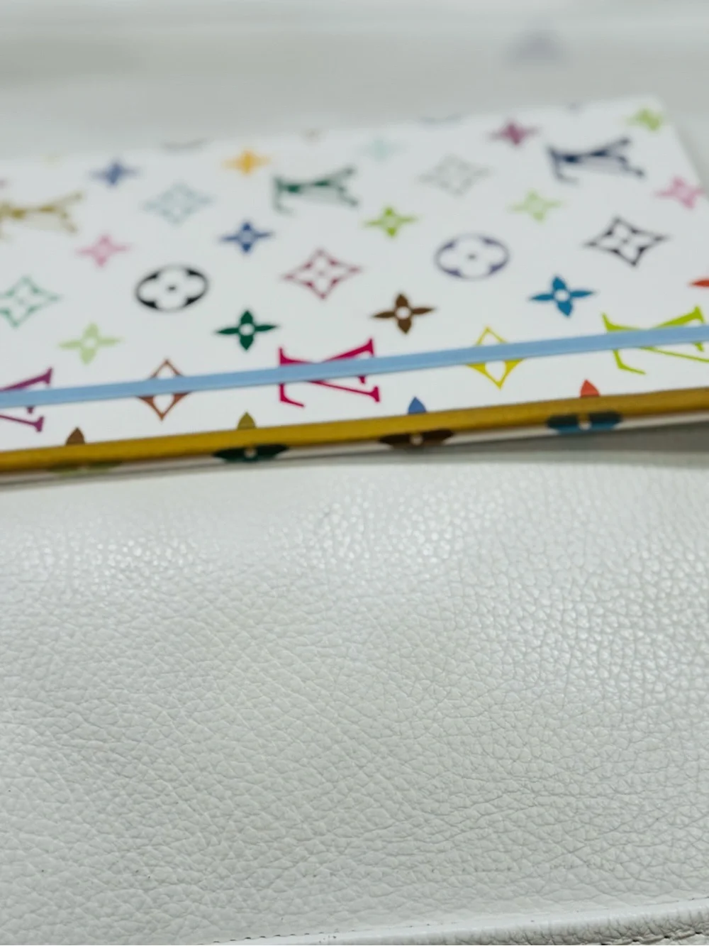 Louis Vuitton Multicolor Monogram Notebook New with Light Blue Elastic